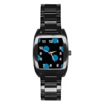 Polka Dots - Cerulean on Black Stainless Steel Barrel Watch