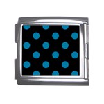 Polka Dots - Cerulean on Black Mega Link Italian Charm (18mm)