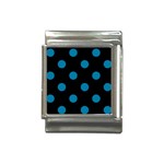 Polka Dots - Cerulean on Black Italian Charm (13mm)