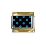 Polka Dots - Cerulean on Black Gold Trim Italian Charm (9mm)