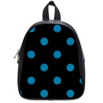 Polka Dots - Cerulean on Black School Bag (Small)