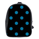 Polka Dots - Cerulean on Black School Bag (Large)