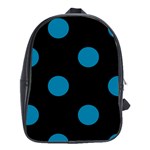 Polka Dots - Cerulean on Black School Bag (XL)