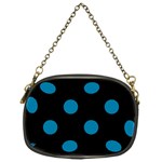 Polka Dots - Cerulean on Black Chain Purse (One Side)