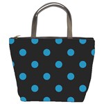 Polka Dots - Cerulean on Black Bucket Bag