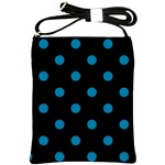 Polka Dots - Cerulean on Black Shoulder Sling Bag