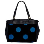 Polka Dots - Cerulean on Black Oversize Office Handbag (One Side)