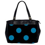 Polka Dots - Cerulean on Black Classic Oversize Office Handbag (Two Sides)