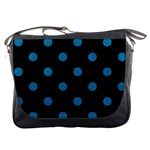 Polka Dots - Cerulean on Black Messenger Bag