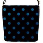 Polka Dots - Cerulean on Black Flap Closure Messenger Bag (S)