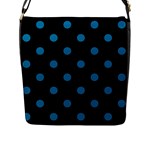 Polka Dots - Cerulean on Black Flap Closure Messenger Bag (L)