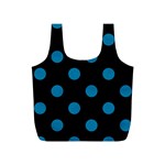 Polka Dots - Cerulean on Black Full Print Recycle Bag (S)