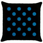 Polka Dots - Cerulean on Black Throw Pillow Case (Black)