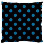 Polka Dots - Cerulean on Black Large Cushion Case (Two Sides)