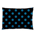 Polka Dots - Cerulean on Black Pillow Case (One Side)