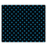 Polka Dots - Cerulean on Black Double Sided Flano Blanket (Small)