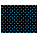 Polka Dots - Cerulean on Black Double Sided Flano Blanket (Medium)