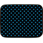 Polka Dots - Cerulean on Black Fleece Blanket (Mini)