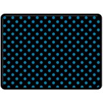 Polka Dots - Cerulean on Black Fleece Blanket (Large) (One Side)