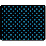 Polka Dots - Cerulean on Black Fleece Blanket (Medium) (One Side)