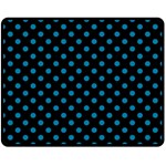 Polka Dots - Cerulean on Black Double Sided Fleece Blanket (Medium) (Two Sides)