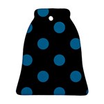 Polka Dots - Cerulean on Black Ornament (Bell)