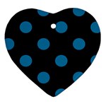 Polka Dots - Cerulean on Black Ornament (Heart)