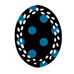 Polka Dots - Cerulean on Black Ornament (Bell) Ornament (Oval Filigree)