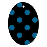 Polka Dots - Cerulean on Black Ornament (Oval)