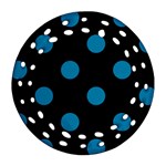 Polka Dots - Cerulean on Black Ornament (Round Filigree)