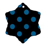 Polka Dots - Cerulean on Black Ornament (Snowflake)