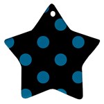 Polka Dots - Cerulean on Black Ornament (Star)