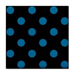 Polka Dots - Cerulean on Black Tile Coaster