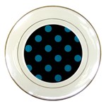 Polka Dots - Cerulean on Black Porcelain Plate