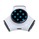 Polka Dots - Cerulean on Black Portable USB Hub (One Side)