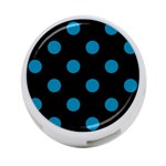 Polka Dots - Cerulean on Black 4-Port USB Hub (One Side)