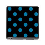 Polka Dots - Cerulean on Black Memory Card Reader (Square)