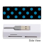 Polka Dots - Cerulean on Black Memory Card Reader (Stick)