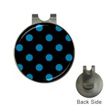 Polka Dots - Cerulean on Black Golf Ball Marker Hat Clip