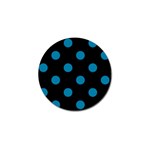 Polka Dots - Cerulean on Black Golf Ball Marker