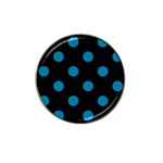 Polka Dots - Cerulean on Black Hat Clip Ball Marker