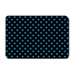 Polka Dots - Cerulean on Black Small Doormat