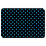 Polka Dots - Cerulean on Black Large Doormat