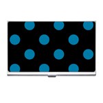 Polka Dots - Cerulean on Black Business Card Holder