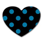 Polka Dots - Cerulean on Black Heart Mousepad