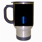 Polka Dots - Cerulean on Black Travel Mug (Silver Gray)