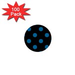 Polka Dots - Cerulean on Black 1  Mini Button (100 pack)