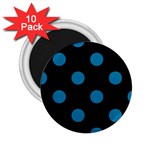 Polka Dots - Cerulean on Black 2.25  Magnet (10 pack)