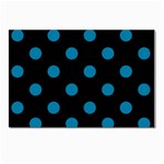 Polka Dots - Cerulean on Black Postcard 5  x 7 