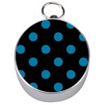 Polka Dots - Cerulean on Black Silver Compass